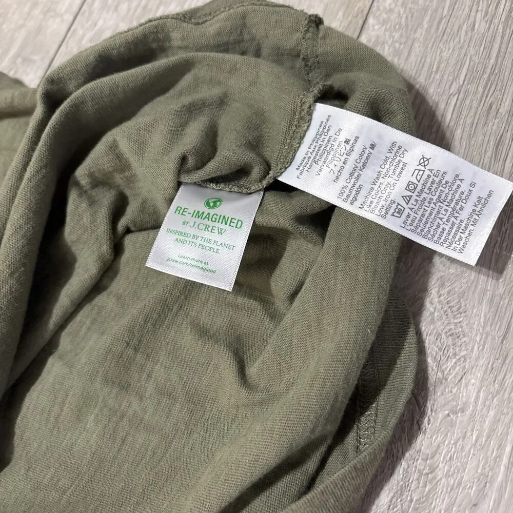 J. Crew Men's Slub Cotton 3 Button Henley Short Sleeves Vintage Surplus Green XL